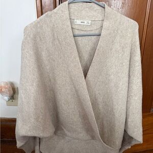 Mango Women's Beige Poncho Sweater